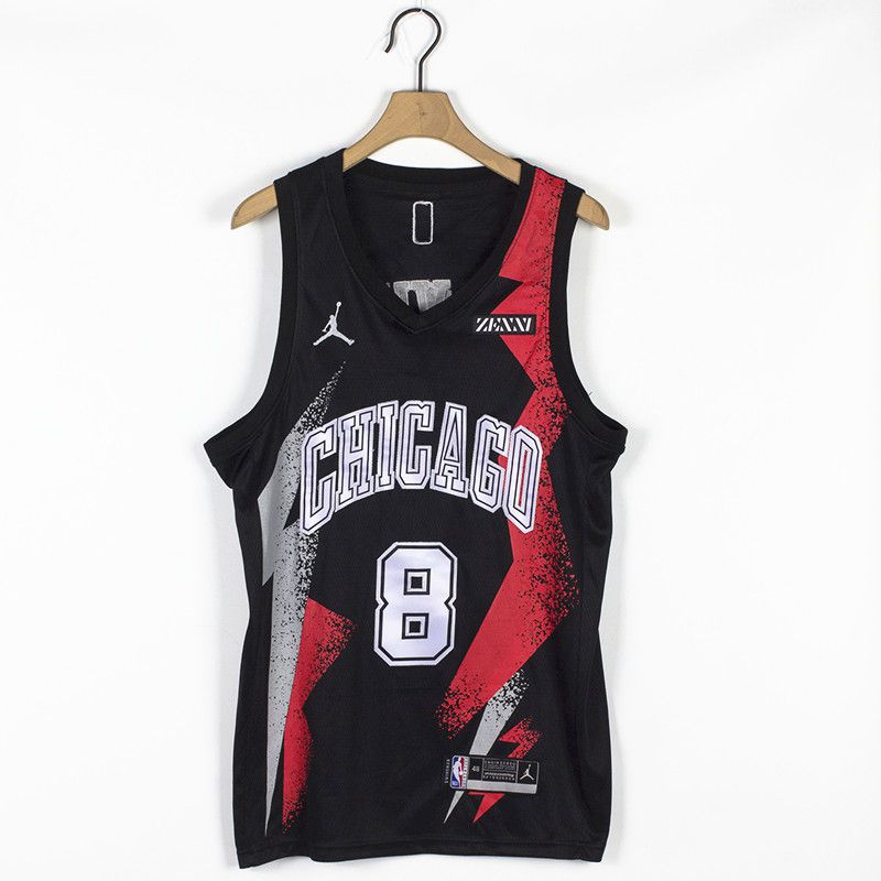 Men Chicago Bulls #8 Lavine Black Championship Commemorative Edition NBA Jersey->more jerseys->NBA Jersey